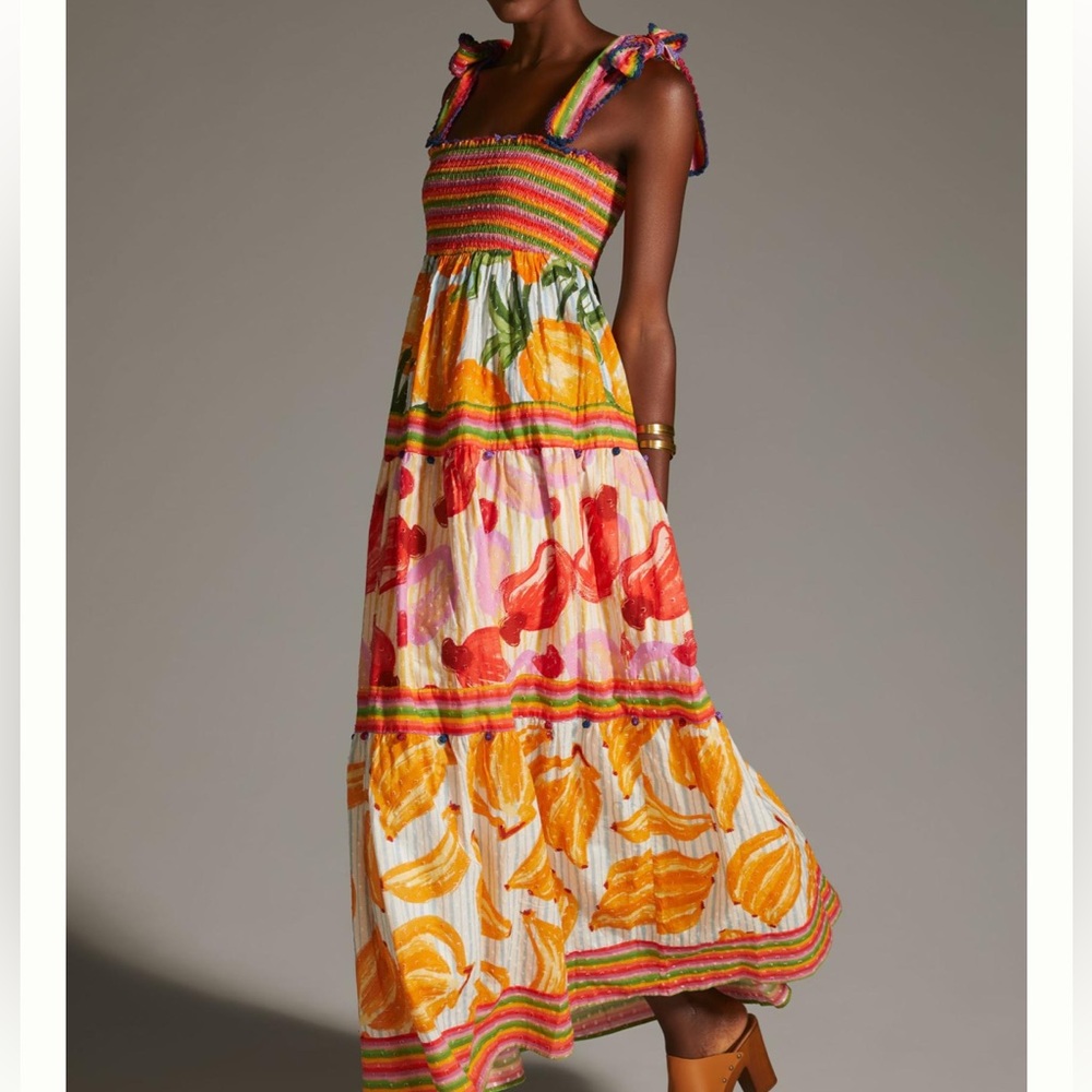 Farm Rio Printed Tiered Maxi Dress new without tags size Small